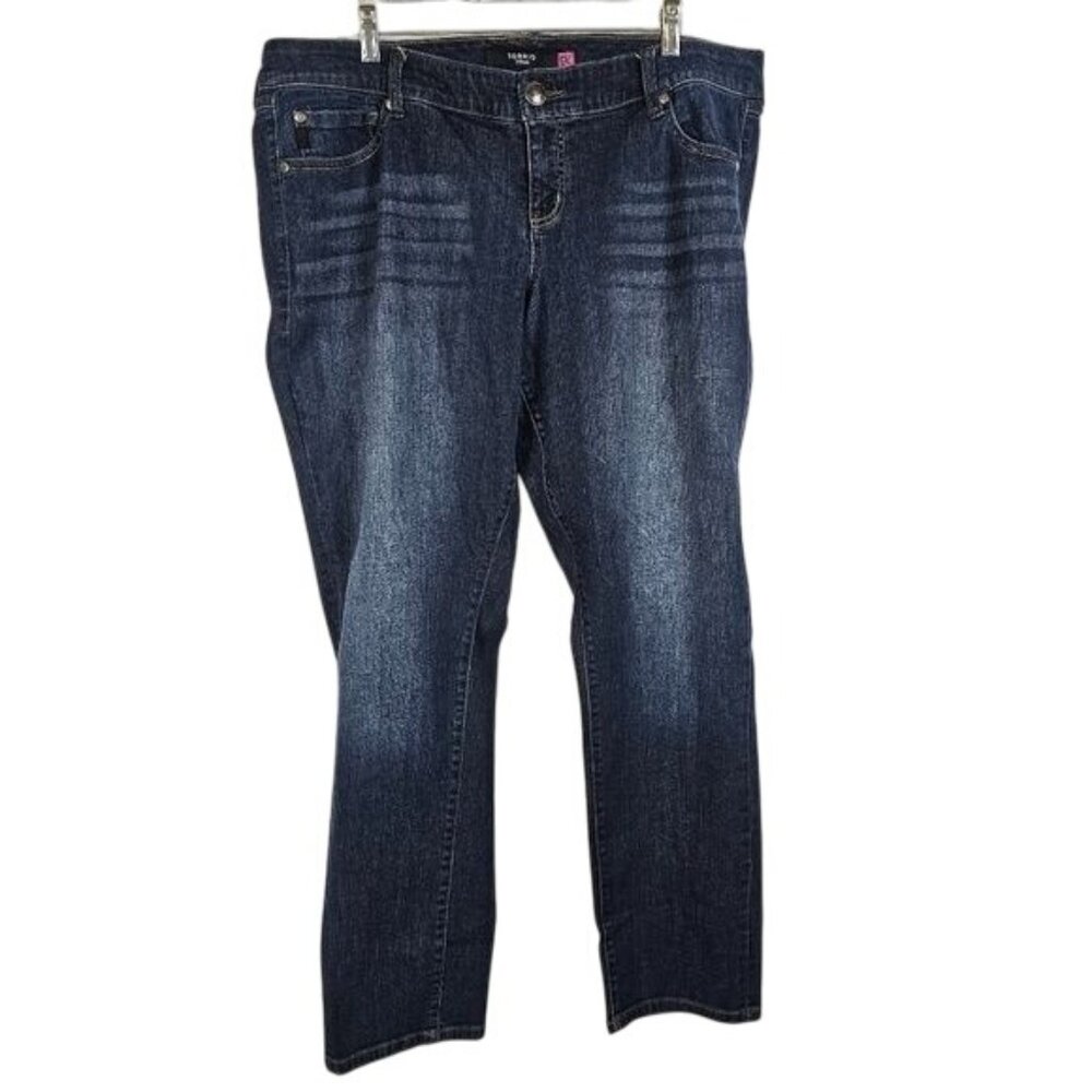 Torrid Dark Wash Blue Jeans Plus Size 18 Stretch Fade Whiskering Detail Casual